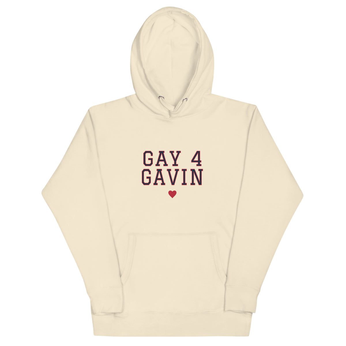 Gay 4 Gavin Varsity Hoodie in Bone — front view, product mockup