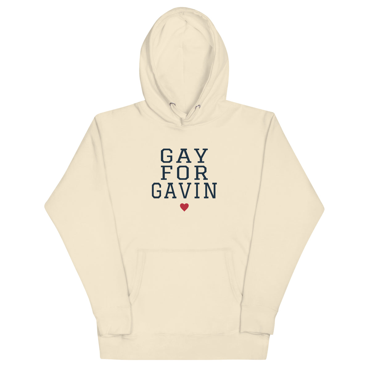 Gay for Gavin Hoodie in Bone — front view, product mockup