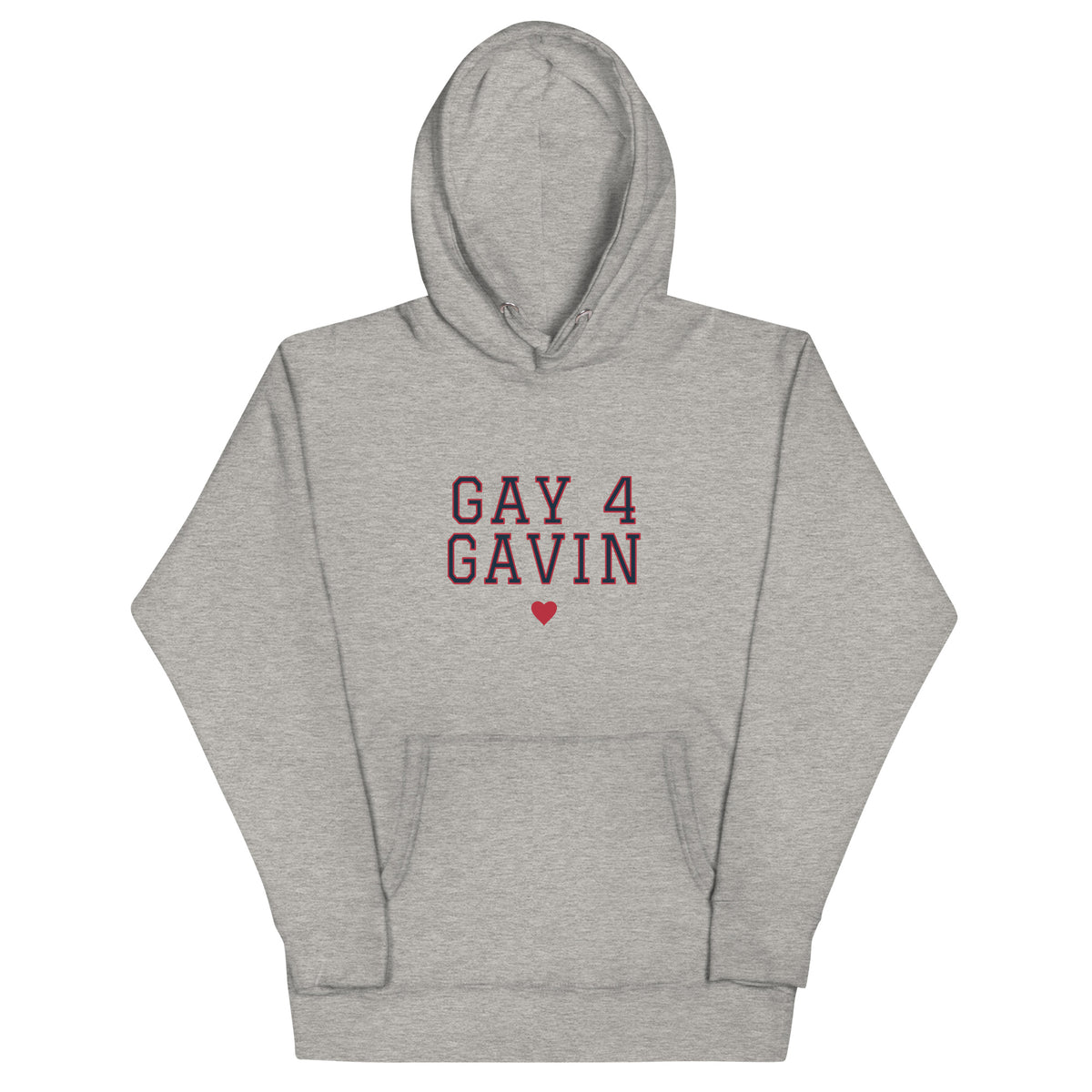 Gay 4 Gavin Varsity Hoodie in Carbon Grey — front view, product mockup