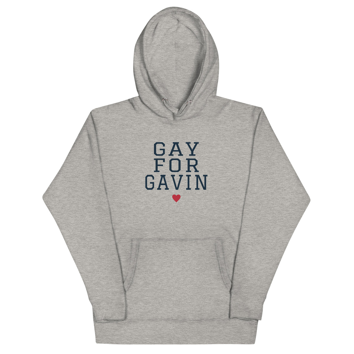 Gay for Gavin Hoodie in Carbon Grey — front view, product mockup