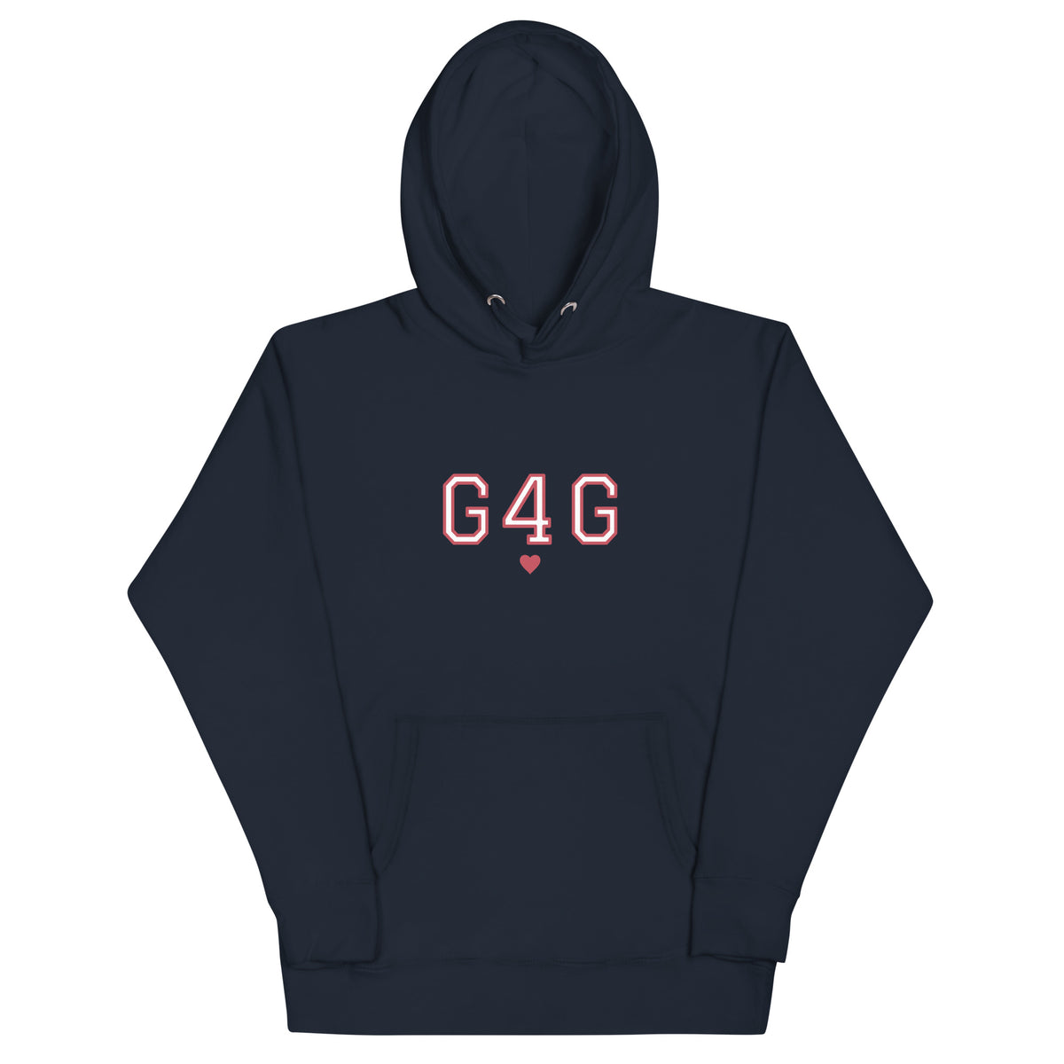 G4G Varsity Hoodie in Navy Blazer — front view, product mockup