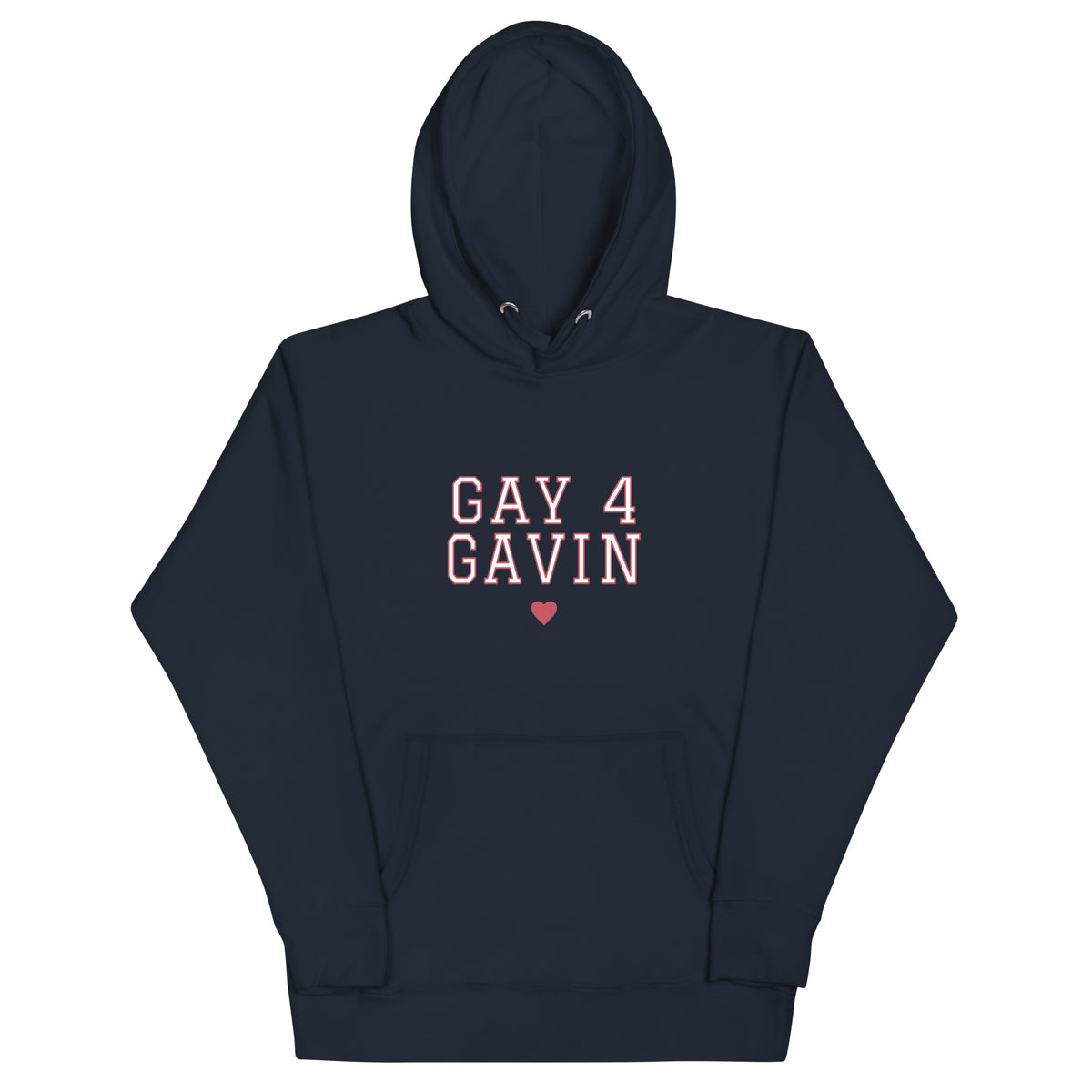 Gay 4 Gavin Varsity Hoodie in Navy Blazer — front view, product mockup