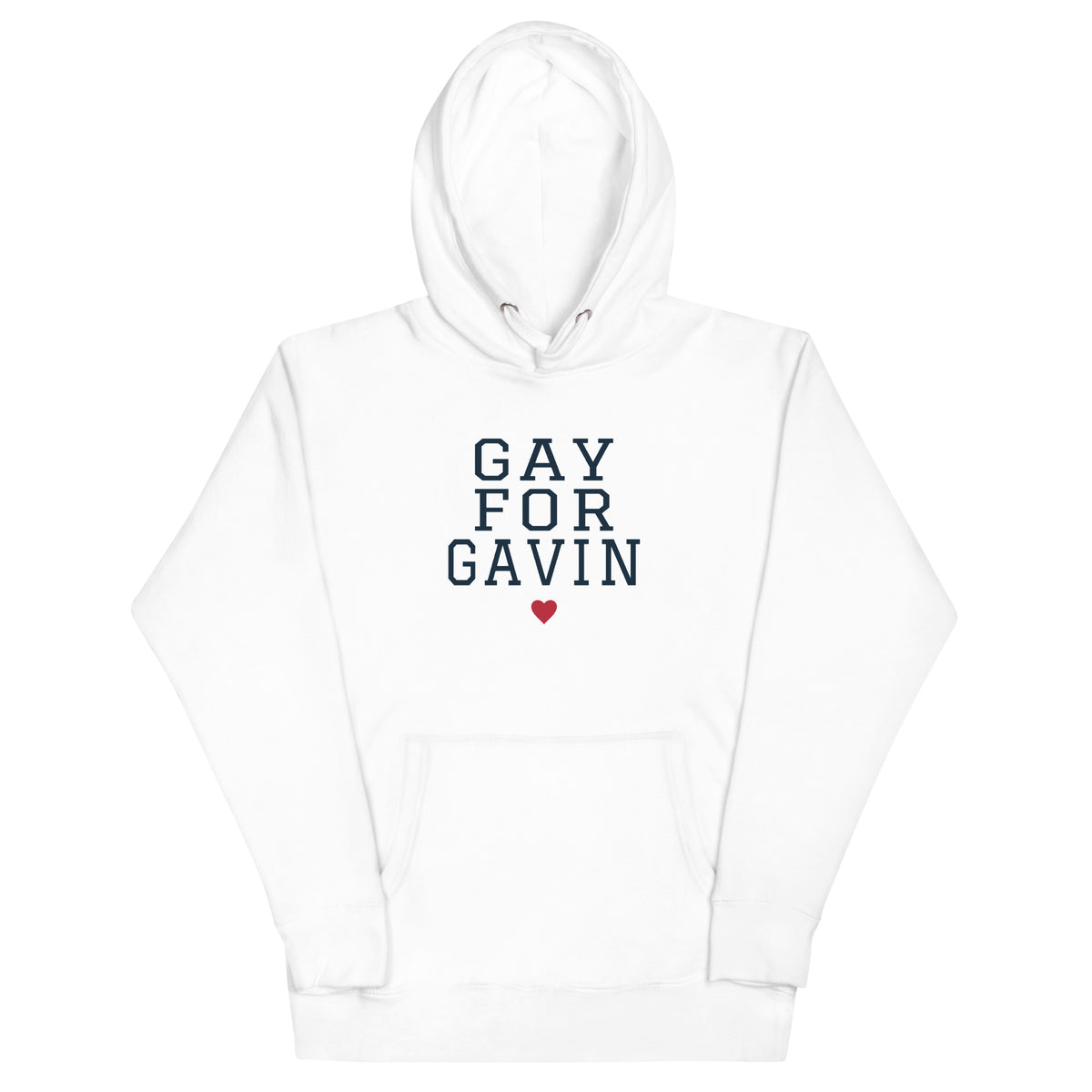 Gay for Gavin Hoodie in White — front view, product mockup