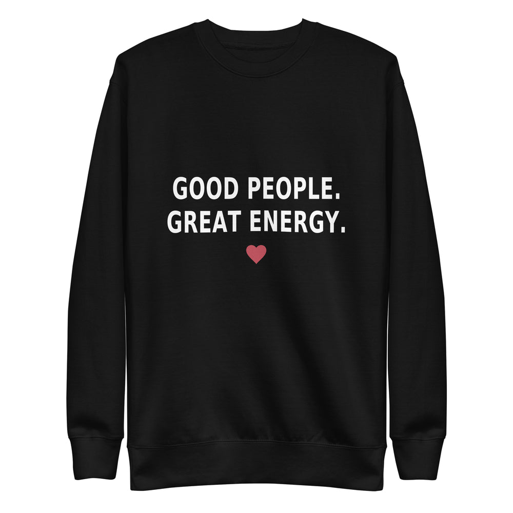 Good People Crewneck in Black — front view, product mockup
