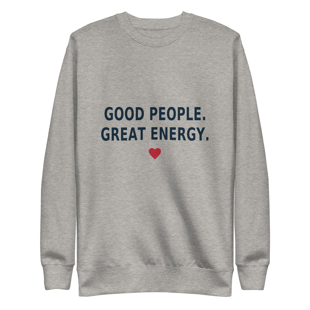 Good People Crewneck in Carbon Grey — front view, product mockup
