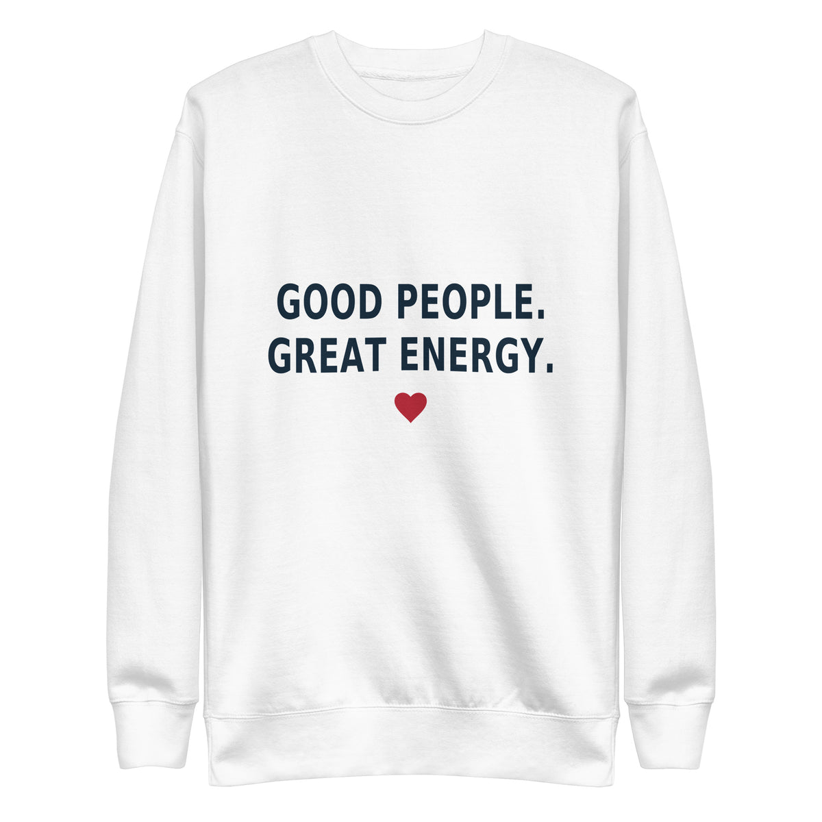 Good People Crewneck in White — front view, product mockup