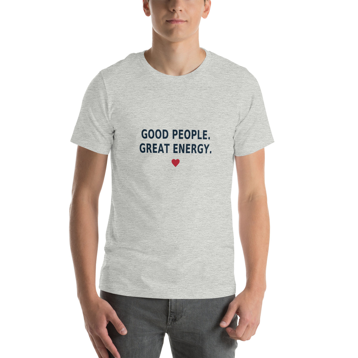 Good People Tee in Athletic Heather — front view, product mockup