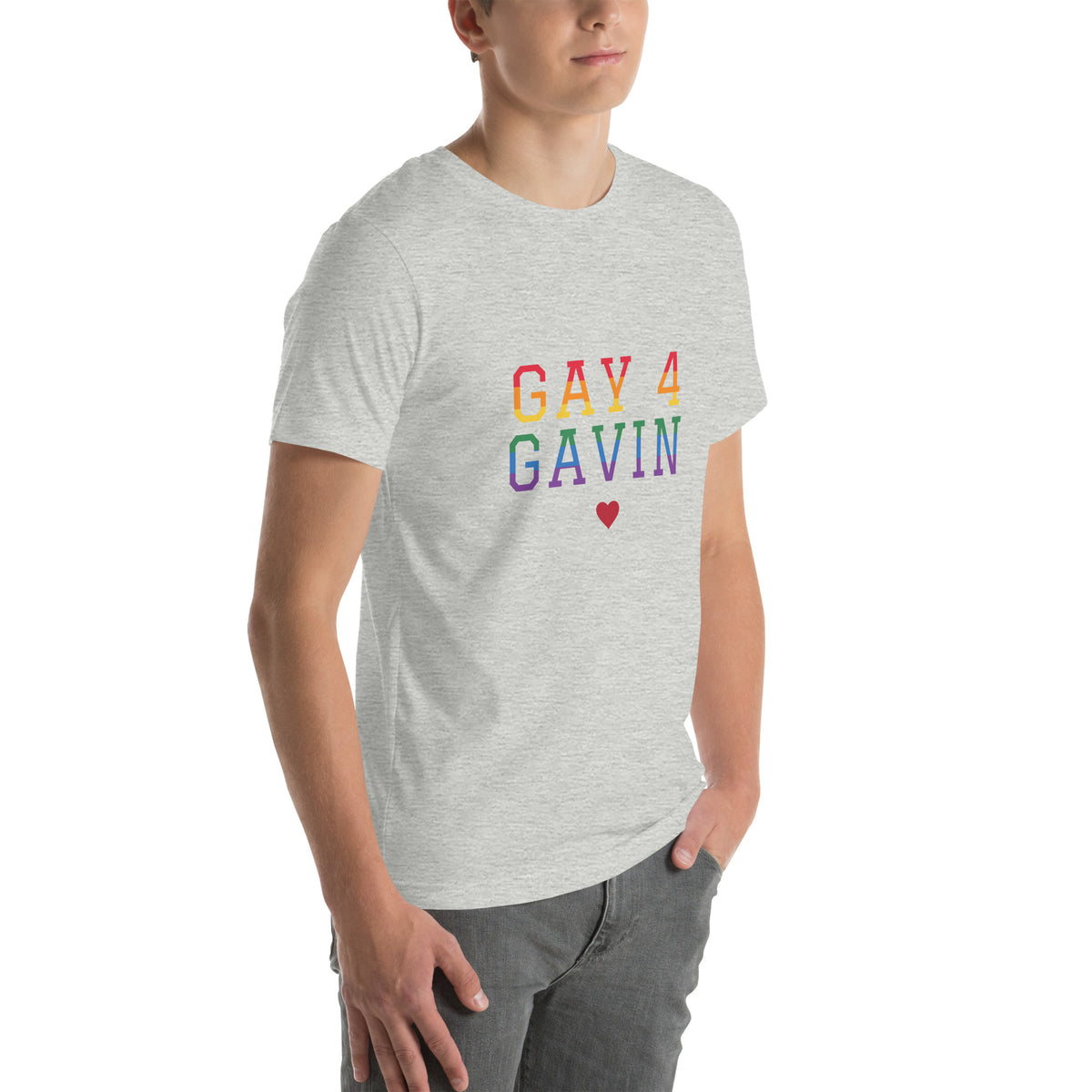 Rainbow Varsity Tee in Athletic Heather — right front view, product mockup