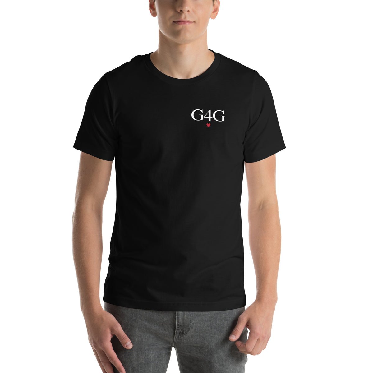 G4G Classic Tee in Black — front view, product mockup