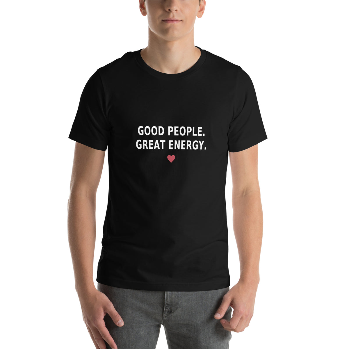 Good People Tee in Black — front view, product mockup
