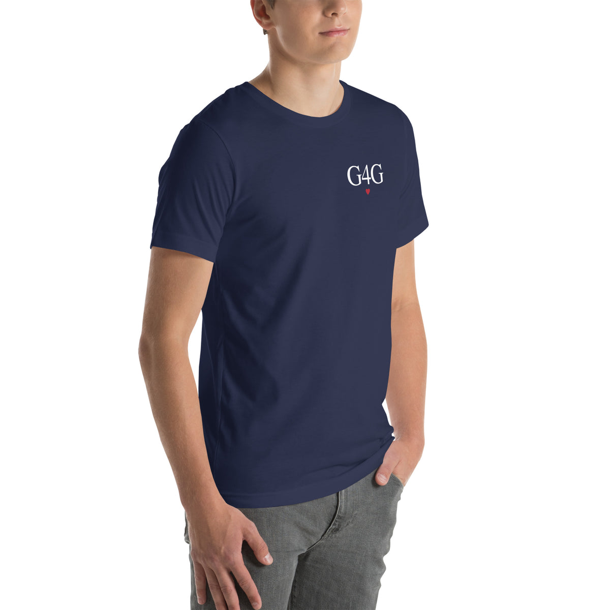 G4G Classic Tee in Navy — right front view, product mockup