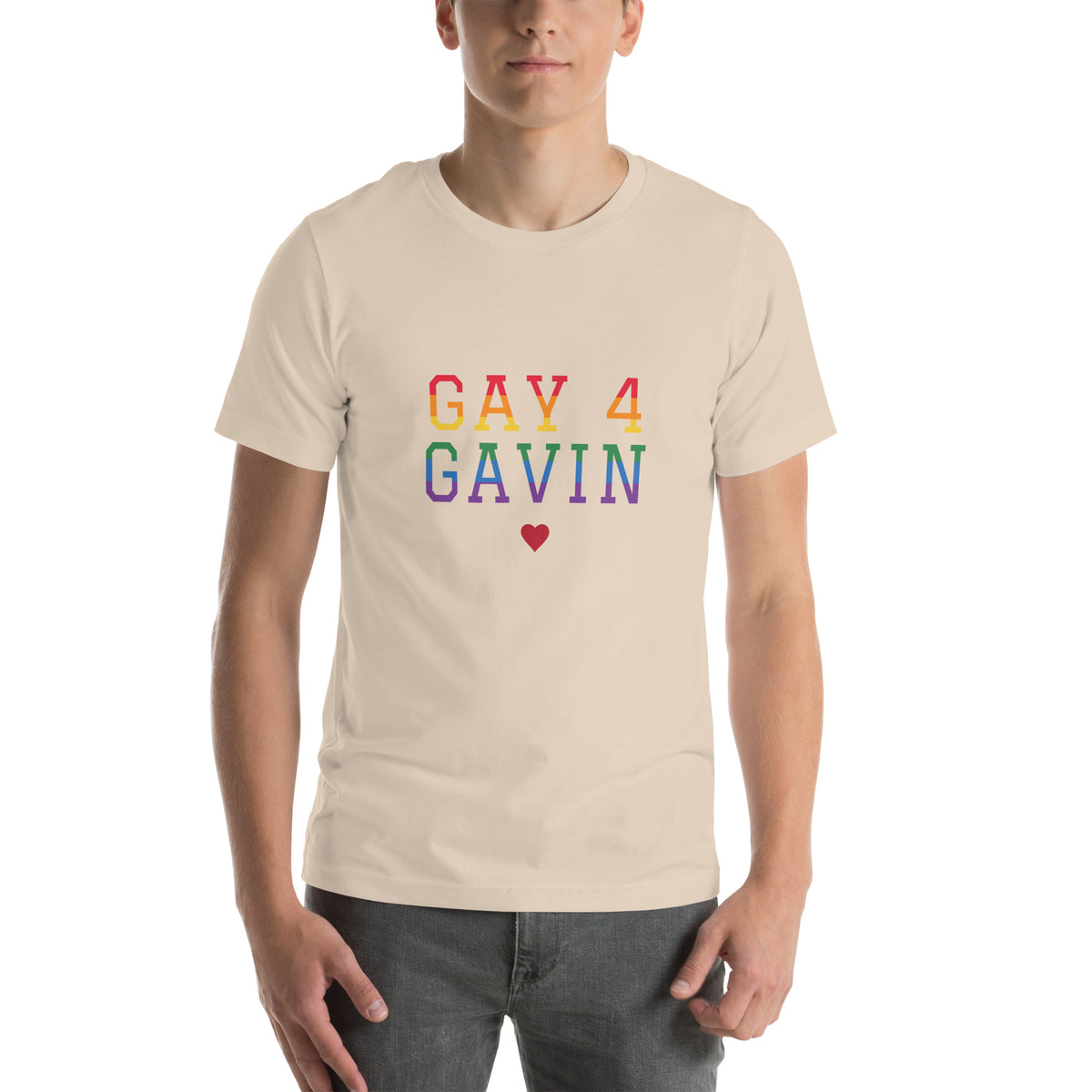 Rainbow Varsity Tee in Soft Cream — front view, product mockup