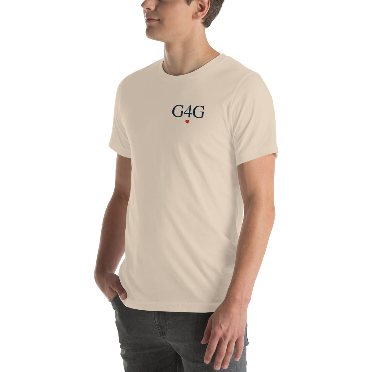 G4G Classic Tee in Soft Cream — left front view, product mockup
