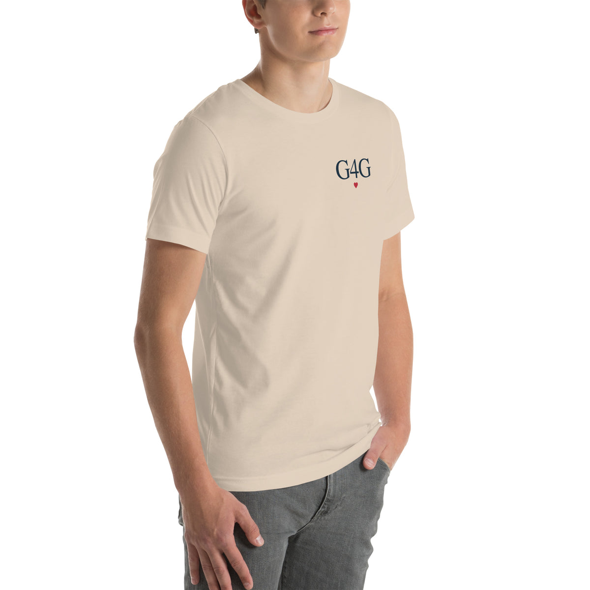 G4G Classic Tee in Soft Cream — right front view, product mockup